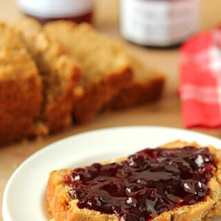 Honey Maple and Dark Beer Bread Served with Jam on a Plate