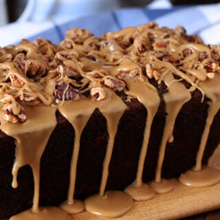 Date Coffee Cake with Walnuts and Espresso Glaze