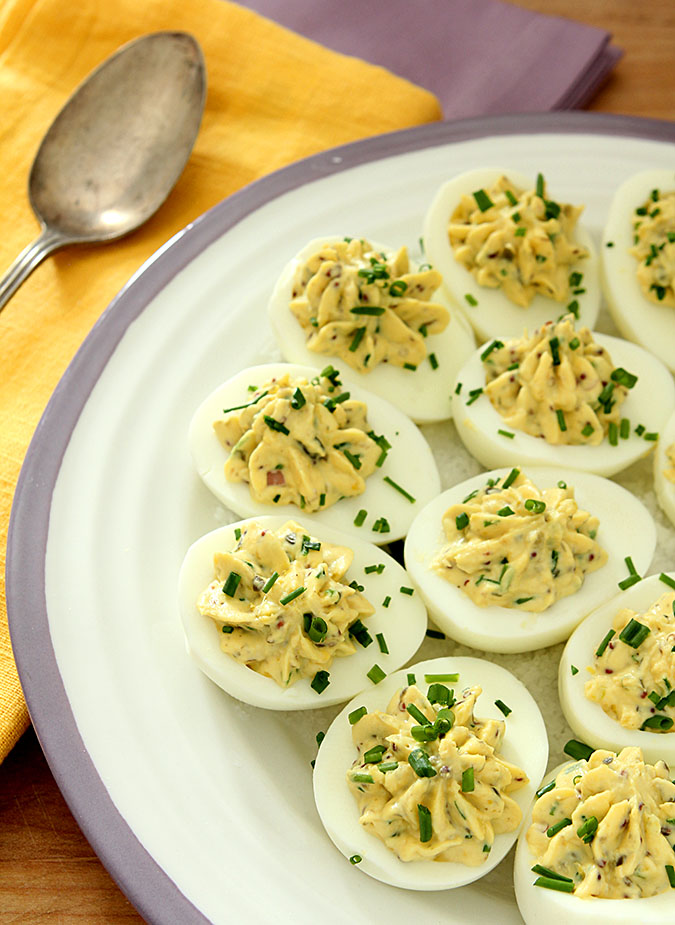 Deviled Eggs with Lemon Zest, Capers and Chives