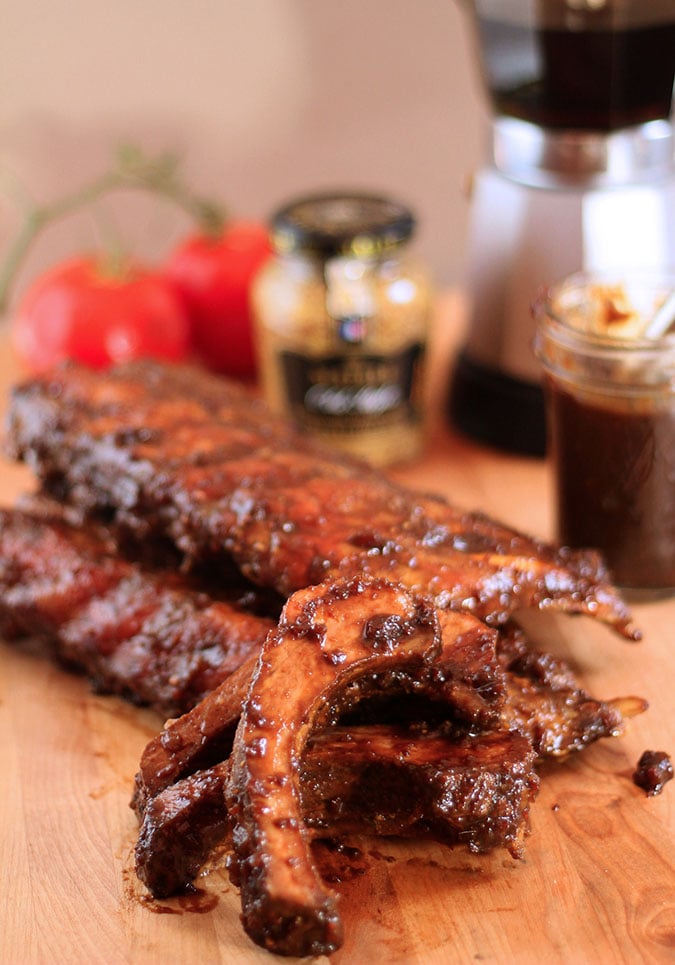 Smoked Baby Back Ribs with Espresso Barbecue Sauce