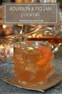 Bourbon and Fig Cocktail in a Cut Crystal Lowball Cocktail Glass