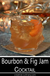 Bourbon and Fig Cocktail in a Cut Crystal Lowball Cocktail Glass