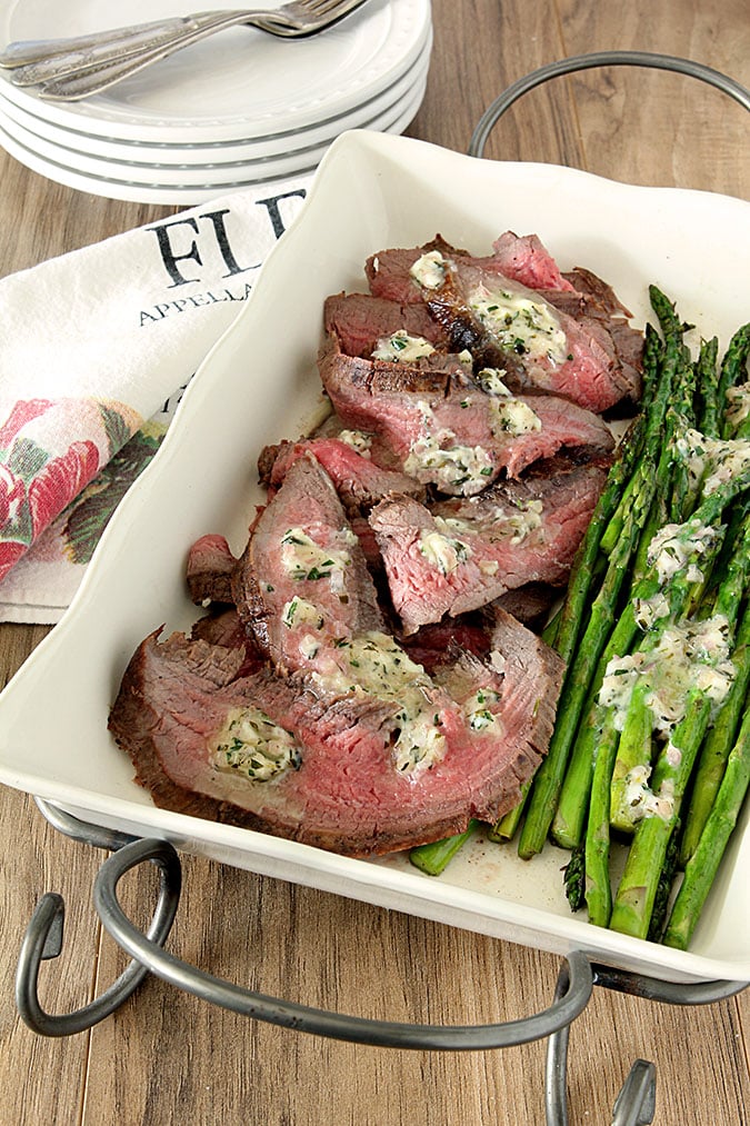 Flank Steak with Asparagus and Bearnaise Butter