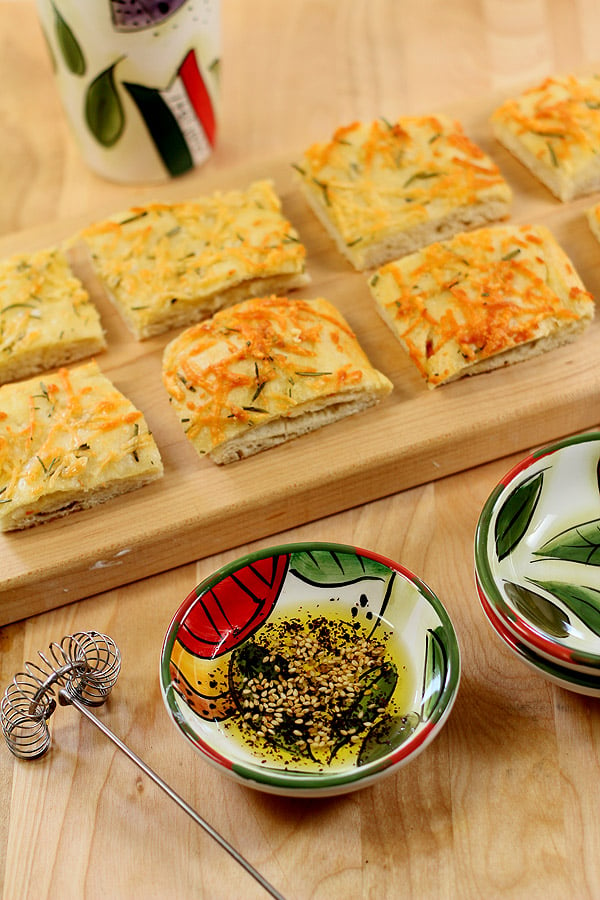 Italian Focaccia Bread with Olive Oil, Rosemary and Garlic