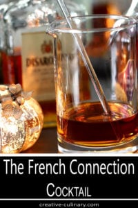 The French Connection Cocktail Mixed in a Cocktail Pitcher