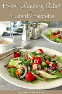 French Laundry Salad with Mustard Vinaigrette on a White Plate