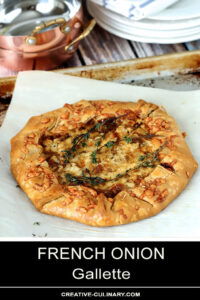 Whole French Onion Galette on a Baking Sheet