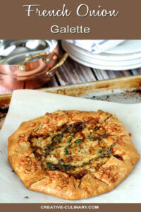 Whole French Onion Galette on a Baking Sheet