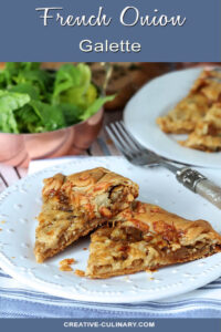 Slices of French Onion Galette on a White Plate