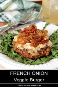 French Onion Veggie Burger with Caramelized Onions