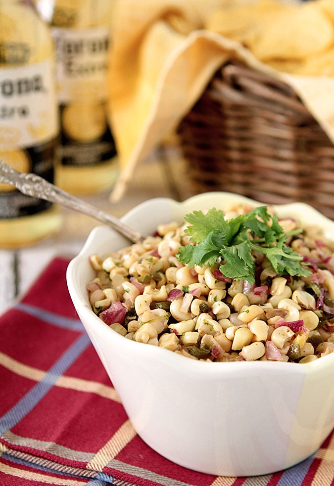 Grilled Corn Salsa with Poblano Pepper, Cilantro and Honey