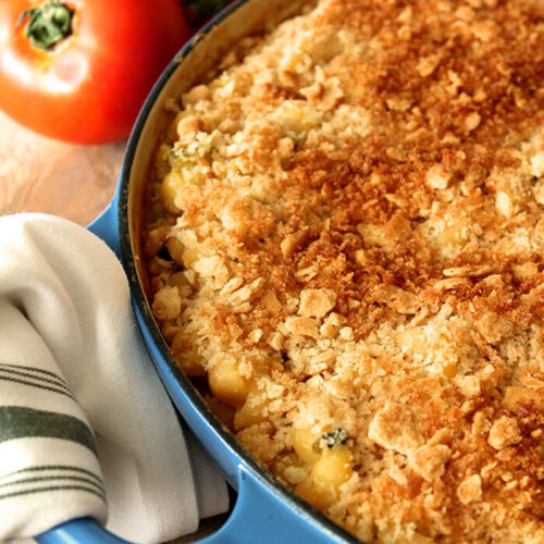 Pan of Hatch Green Chile Macaroni and Cheese