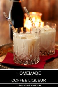 Homemade Coffee Liqueur with Cream in an Old Fashioned Glass