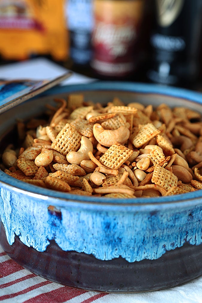 Honey Sriracha Chex Mix with Peanuts and Cashews