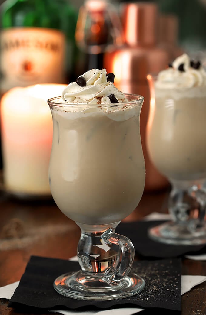 Iced Irish Coffee Cocktail in an Irish Coffee Mug