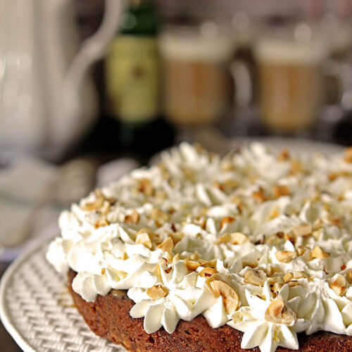 'Irish Coffee' Cake with Irish Whiskey on a Tiffany Cake Platter