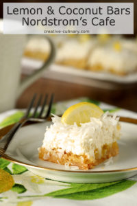 Individual Serving of Lemon and Coconut Bars with Mascarpone Cheese from Nordstrom Cafe