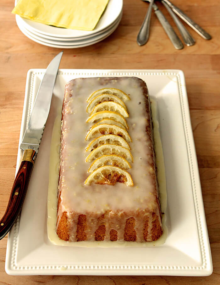 Lemon Summer Squash Bread Garnished with Roasted Lemon Slices