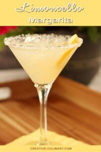 Limoncello Margarita with Sugar Rim and Garnished with Lemon Wedge