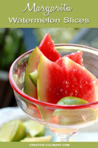 Margarita Watermelon Slices Served Outdoors in a Traditional Margarita Glass