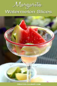 Margarita Watermelon Slices Served in a Traditional Margarita Glass