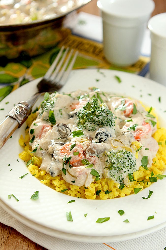 Mediterranean Vegetable Stroganoff with Ricotta and Parmesan Cheese