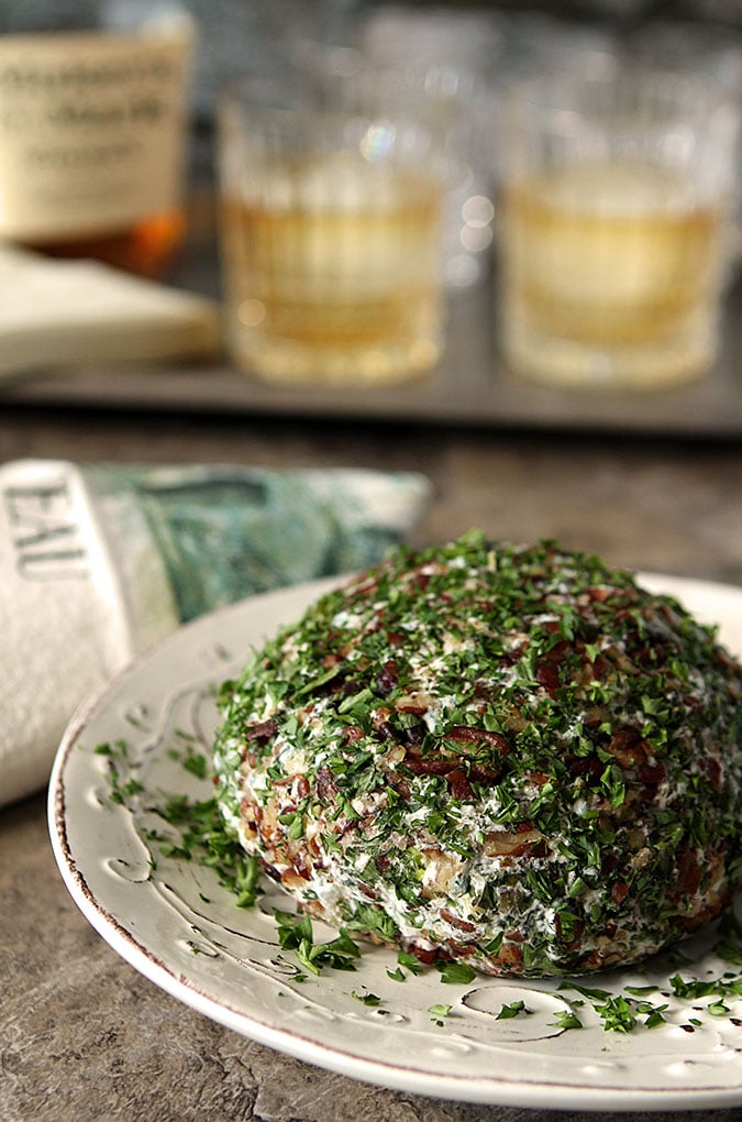 Pecan Pineapple Cheese Ball with Gorgonzola Cheese and Dried Cranberries