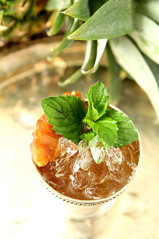 Roasted Pineapple and Rum Mint Julep in a Mint Julep Cup