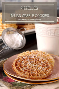 Pizzelles - Italian Waffle Cookies Sprinkled with Powdered Sugar