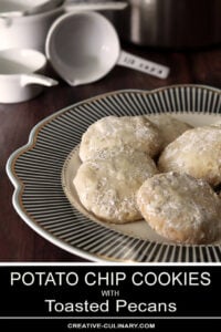 Potato Chip Cookies on a White Plate Trimed with Black and Gold