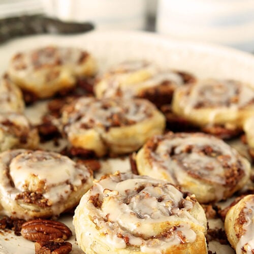 Puff Pastry Pecan Sticky Buns with Maple Bourbon Glaze