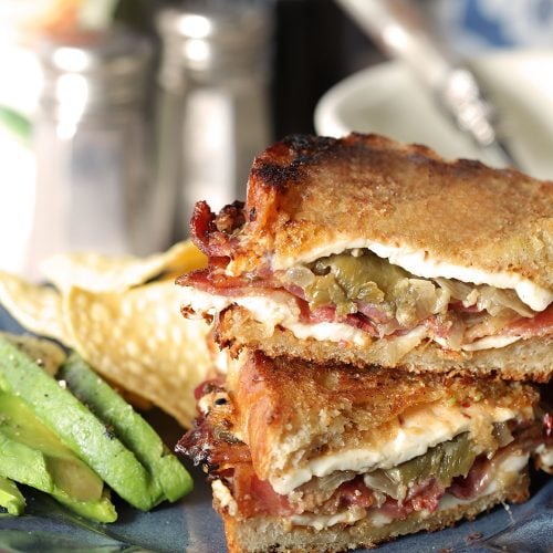 Queso Fresco Grilled Cheese Sandwich with Bacon and Green Chiles