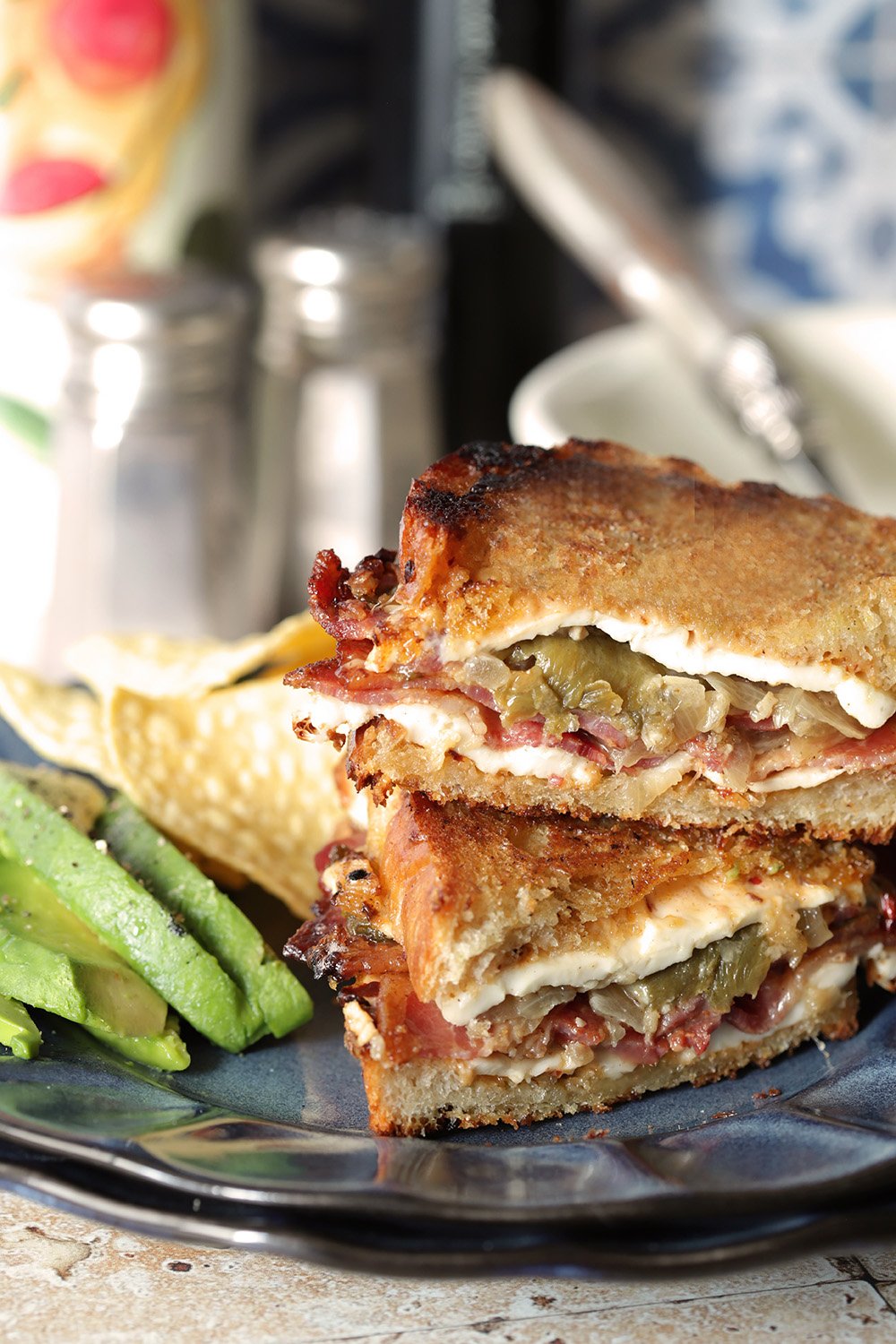 Queso Fresco Grilled Cheese Sandwich with Bacon and Green Chiles