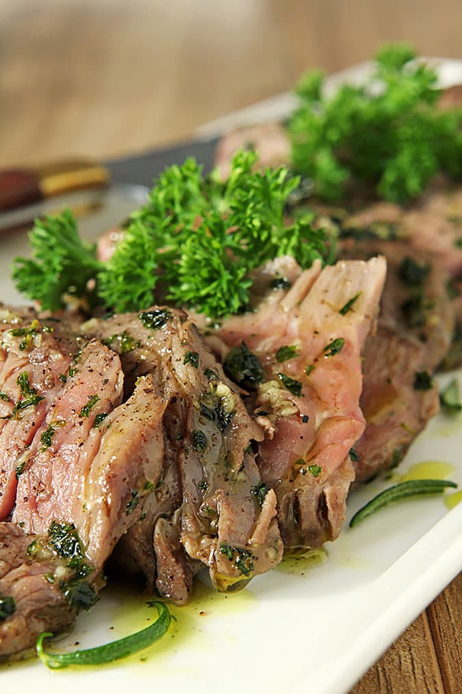 Tagliata Rib-eye Steak Garnished with Parsley