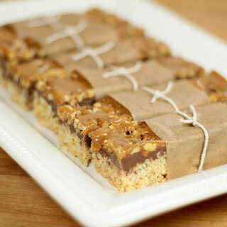 Rice Krispie Treats with Chocolate and Caramel