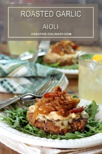 Roasted Garlic Aioli and Grilled Onions on Veggie Burger