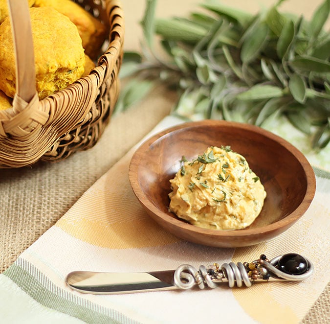 Sage Compound Butter on Pumpkin Biscuits