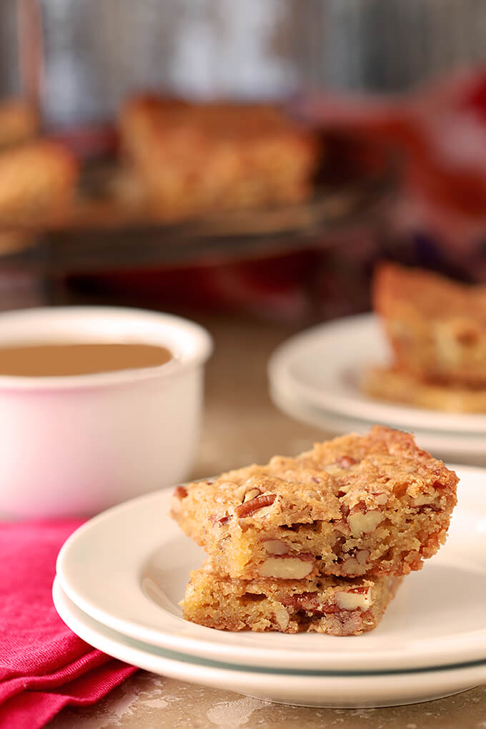 Southern Pecan Bread Served on a Plate with a Cup of Coffee