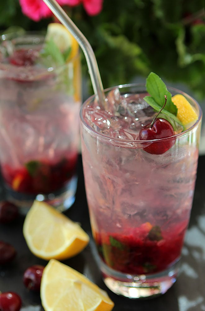 Spiked Cherry Mint Spritzer