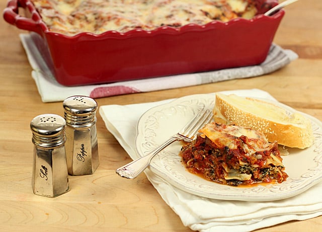 Spinach Lasagna on a White Plate