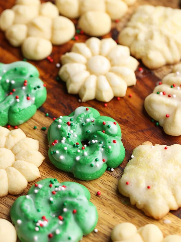 Old Fashioned Spritz Butter Cookies in Different Colors