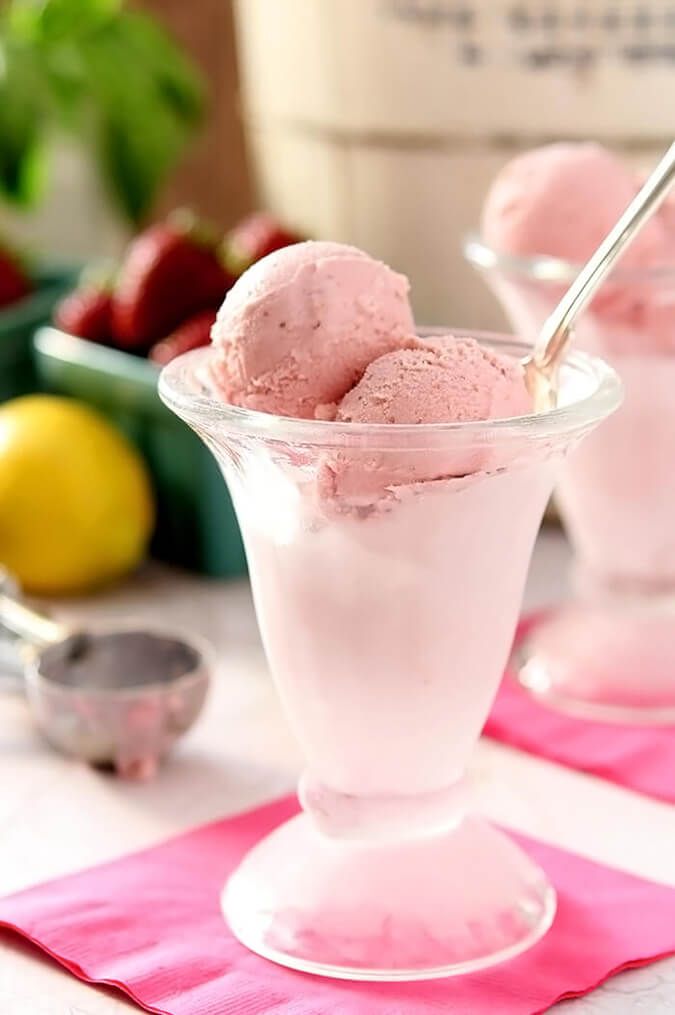 Strawberry, Lemon, and Basil Sherbet