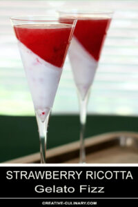 Strawberry Gelato Ricotta Fizz in Champagne Glasses