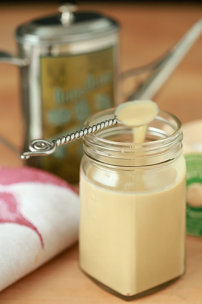 A jar of Tahini, a toasted sesame paste.