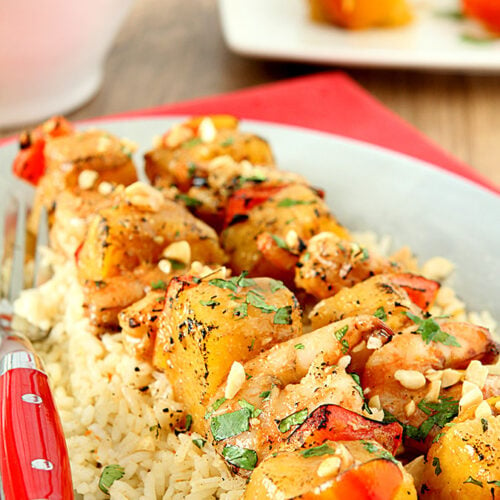 Thai Peanut Shrimp and Pineapple Skewers