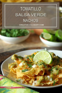 Tomatillo Salsa Verde (Green Salsa) Combined with Cheese and Onions for Nachos