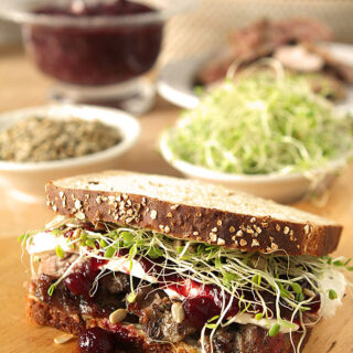 Turkey and Cranberry Sandwich with Sprouts and Sunflower Seeds