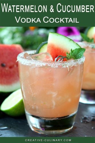 Watermelon, Cucumber, and Lime Muddled in a Cocktail with Vodka