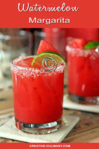 Watermelon Margarita Garnished with Lime Wedge