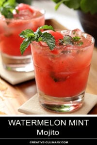 Watermelon Mint Mojito Cocktail in a Lowball Glass